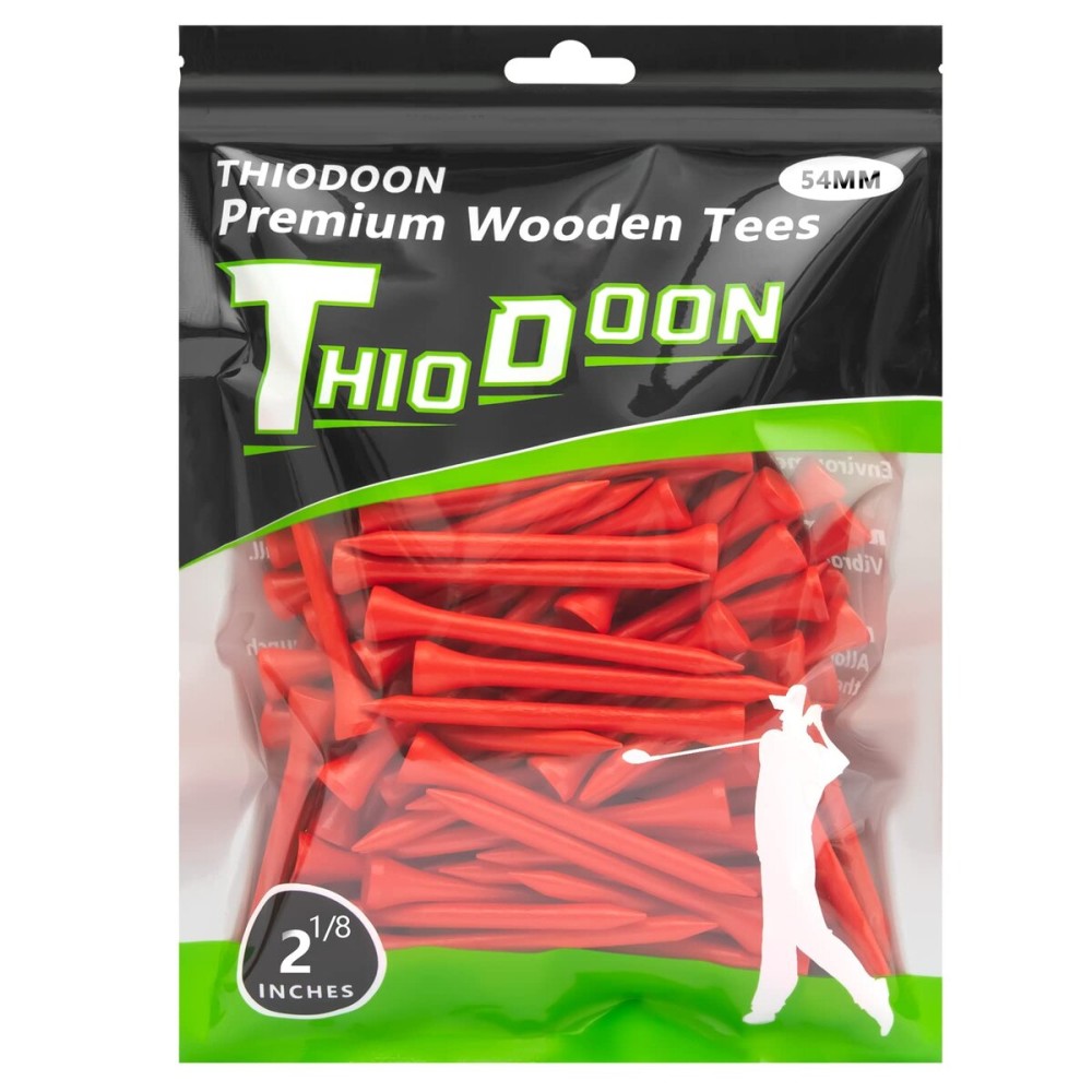 THIODOON Golf tees 2 1/8 inch Less Friction Wood Tees Training for Golfer Professional Natural Wood Golf tees Bulk 100 Count Golfing Tees