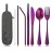 Topbooc 8-Piece Portable Stainless Steel Flatware Set, Travel Camping Cutlery Set with Purple Waterproof Case