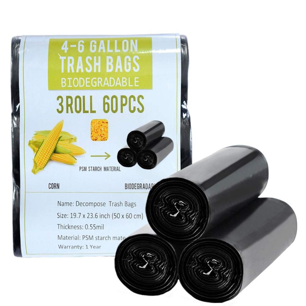 Jaoul Trash Bags 4 Gallon, Small Garbage Bags, Strong & Unscented Trash Bags for Kitchen, Bathroom, Office, Restroom, Car, Black, 60 Counts