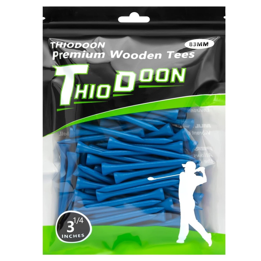 THIODOON Golf tees 3 1/4 inch Less Friction Wood Tees Training for Golfer Professional Natural Wood Golf tees Bulk 100 Count Golfing Tees