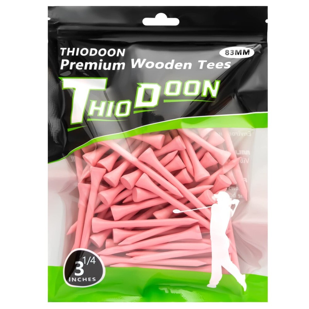 THIODOON Golf tees 3 1/4 inch Less Friction Wood Tees Training for Golfer Professional Natural Wood Golf tees Bulk 100 Count Golfing Tees