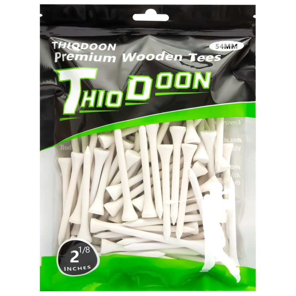THIODOON Golf tees 2 1/8 inch Less Friction Wood Tees Training for Golfer Professional Natural Wood Golf tees Bulk 100 Count Golfing Tees