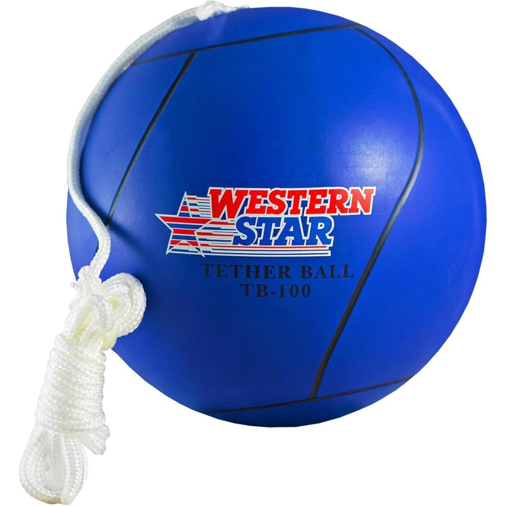 Western Star Soft Touch Classic Rubber Tetherball Ball and Rope Set - Multi Colored Tetherball with 2 Reinforced Ropes for Outdoor Games - Durable and Easy Grip Design - Ideal for Backyard Fun
