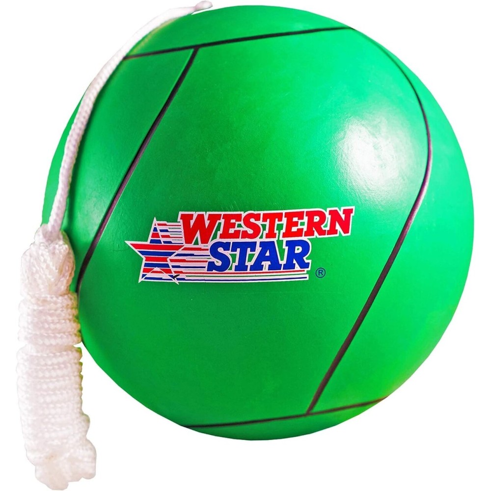 Western Star Soft Touch Classic Rubber Tetherball Ball and Rope Set - Multi Colored Tetherball with 2 Reinforced Ropes for Outdoor Games - Durable and Easy Grip Design - Ideal for Backyard Fun
