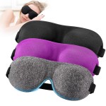 YIVIEW Sleep Mask for Back and Side Sleeper Pack of 3, 100% Light Blocking 3D Eye Masks for Sleeping, Lightweight & Breathable Eye Cover for Women Men, Zero Pressure Night Blindfold