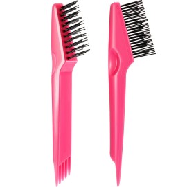 Yaomiao 2 Pcs Hair Brush Cleaner Tool 2-in-1, Pink Hairbrush Cleaner for Removing Hair Dust, Mini Comb for Removing Dirt, Home Salon Use