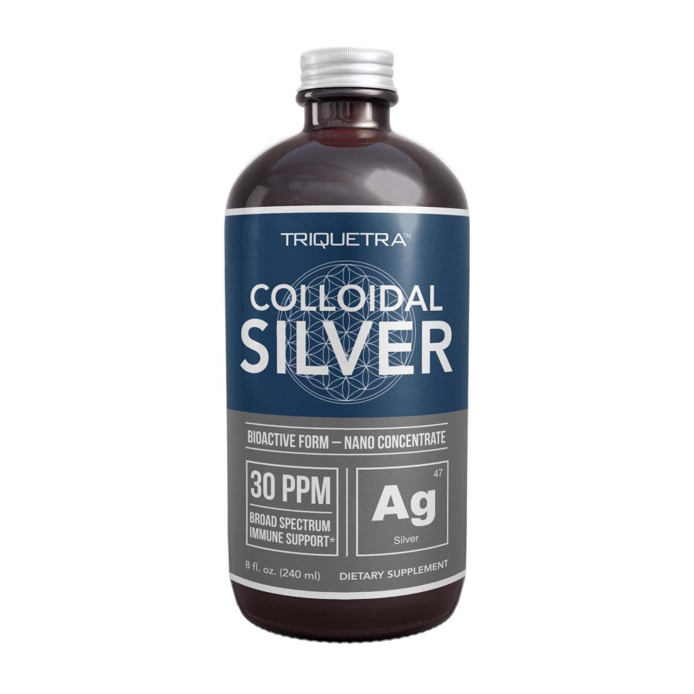 Bioactive Colloidal Silver - 8 oz, Glass Bottle, Vegan, Safe Doses with Highest Effectiveness - Nano Ions, 30 PPM - Immune Support (48 Servings)