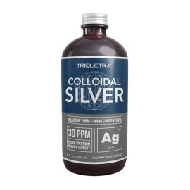 Bioactive Colloidal Silver - 8 oz, Glass Bottle, Vegan, Safe Doses with Highest Effectiveness - Nano Ions, 30 PPM - Immune Support (48 Servings)