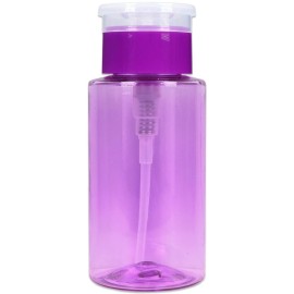 7oz Push Down Pump Dispenser Flip Top Cap Refillable Empty Bottle - Color: Purple- Lockable Travel Cosmetic Packaging Empty Bottle for Nail Polish Manicure