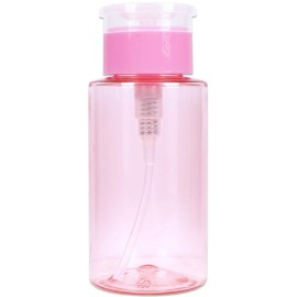 7oz Push Down Pump Dispenser Flip Top Cap Refillable Empty Bottle - Color: Pink - Lockable Travel Cosmetic Packaging Empty Bottle for Nail Polish Manicure