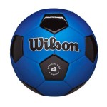 WILSON Traditional Soccer Ball, Adult, Size 4, Black/Royal