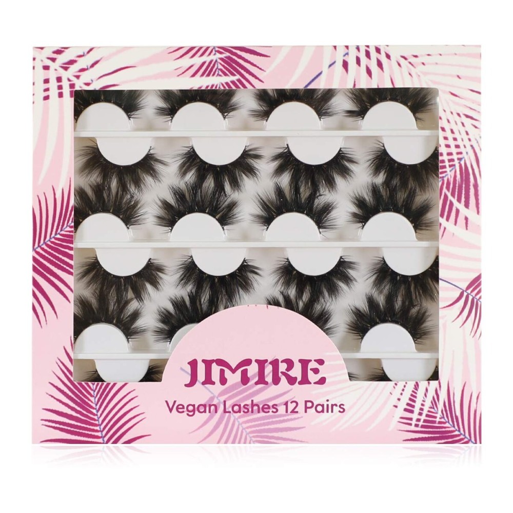 JIMIRE 12 Pairs False Eyelashes Fluffy High Volume Fake Eyelashes Faux Mink Lashes
