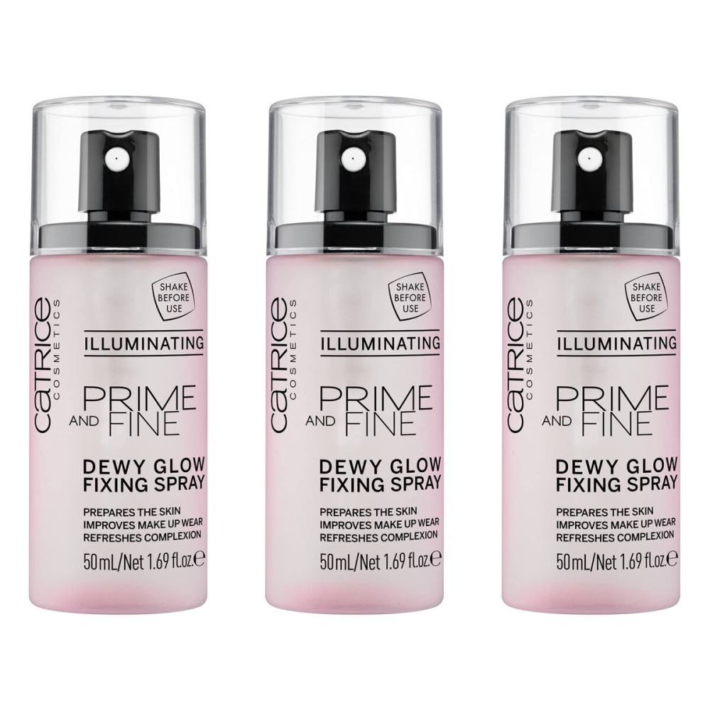 Catrice | Prime & Fine Illuminating Dewy Glow Spray | Transparent and Fast Drying Fixing Spray| Paraben Free & Vegan | Cruelty Free (Pack of 3)