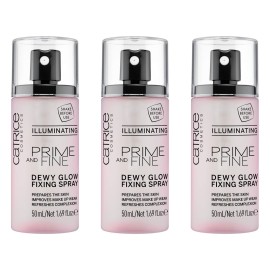 Catrice | Prime & Fine Illuminating Dewy Glow Spray | Transparent and Fast Drying Fixing Spray| Paraben Free & Vegan | Cruelty Free (Pack of 3)