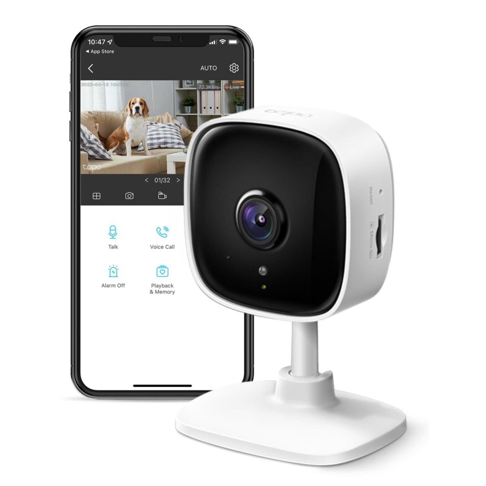 TP-Link Tapo 1080P Indoor Security Camera for Baby Monitor, Dog Camera w/Motion Detection, 2-Way Audio Siren, Night Vision, Cloud & SD Card Storage, Works w/Alexa & Google Home (Tapo C100)