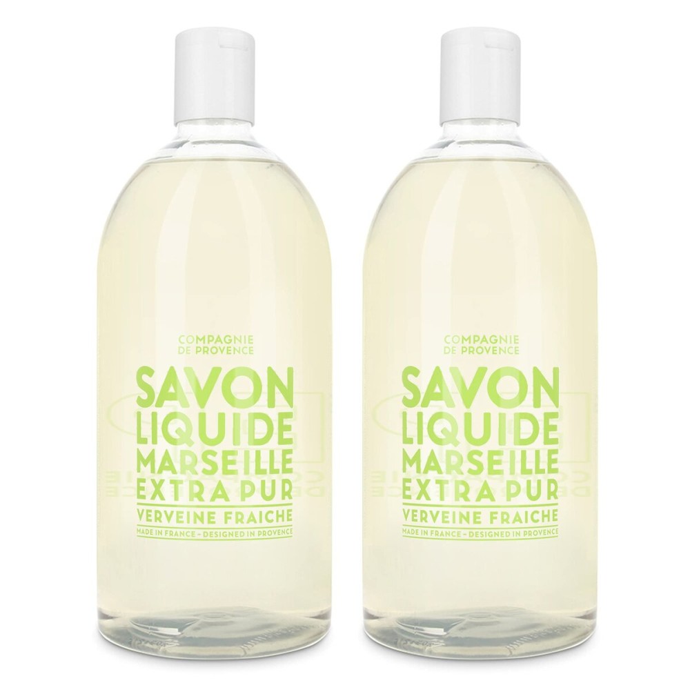 Compagnie de Provence Savon de Marseille Extra Pure Liquid Soap - Fresh Verbena - Bulk 67.6 Fl Oz Plastic Bottle Refill
