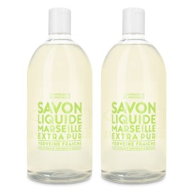 Compagnie de Provence Savon de Marseille Extra Pure Liquid Soap - Fresh Verbena - Bulk 67.6 Fl Oz Plastic Bottle Refill