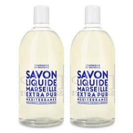 Compagnie de Provence Savon de Marseille Extra Pure Liquid Soap - Mediterranean Sea - Bulk 67.6 Fl Oz Plastic Bottle Refill