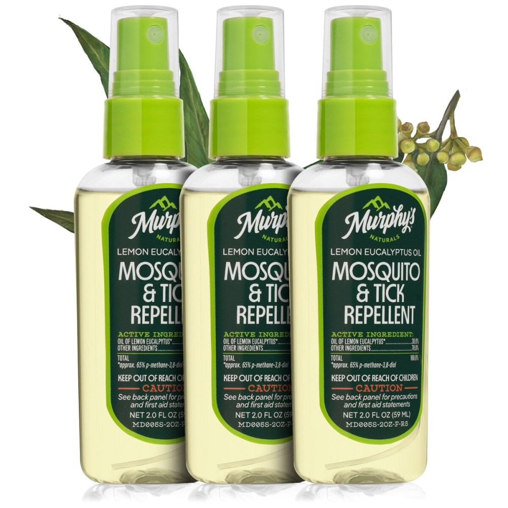 Murphy\'s Naturals Mosquito & Tick Bug Repellent Spray, Oil of Lemon Eucalyptus for Skin + Outdoor Gear, 2 Ounce Pump, 3-Pack
