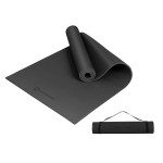 Primasole Yoga Mat with Carry Strap for Yoga Pilates Fitness and Floor Workout at Home and Gym 1/3 thick (Black Color) PSS91NH045A
