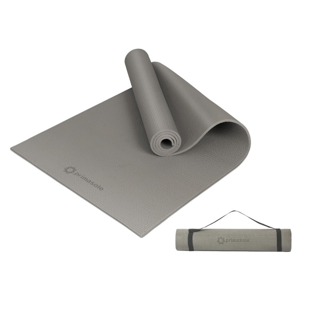 Primasole Yoga Mat with Carry Strap for Yoga Pilates Fitness and Floor Workout at Home and Gym 1/4 thick (Earth Brown Gray Color) PSS91NH004A