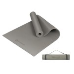 Primasole Yoga Mat with Carry Strap for Yoga Pilates Fitness and Floor Workout at Home and Gym 1/4 thick (Earth Brown Gray Color) PSS91NH004A