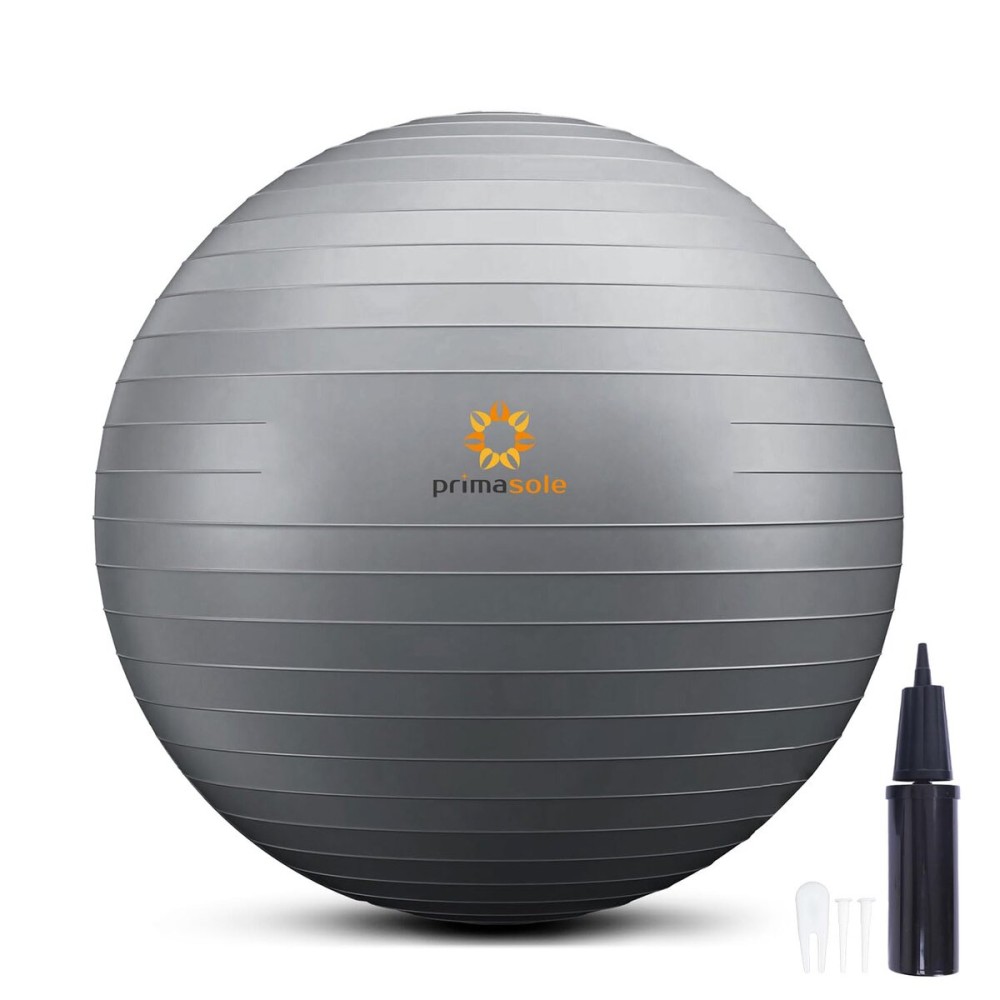 PRIMASOLE Exercise Ball for Balance Stability Fitness Workout Yoga Pilates at Home Office & Gym 75cm Silver Gray