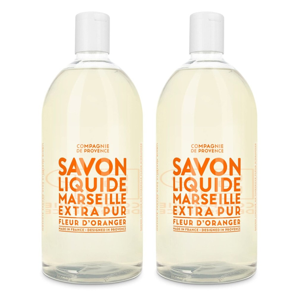 Compagnie de Provence Savon de Marseille Extra Pure Liquid Soap - Orange Blossom - Bulk 67.6 Fl Oz Plastic Bottle Refill
