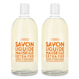 Compagnie de Provence Savon de Marseille Extra Pure Liquid Soap - Orange Blossom - Bulk 67.6 Fl Oz Plastic Bottle Refill