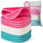 Makeup Remover Cloth, 6 x 6 Make Up Towels Reusable Face Cloth for Washing Face, Makeup Remover Pads Microfiber Face Washcloth with Mesh Bag, Just Water, 12 Pack