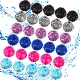 Blulu 30 Pieces Pet Hair Remover for Laundry Dryer Balls Reusable Washing Machine Hair Catcher Pet Dog Cat Catcher Lint Remover (Light Blue,Blue,Grey,Black,Purple,Rose Red)