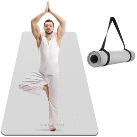 CAMBIVO Extra Wide Yoga Mat for Women and Men (72x 32x 1/4), SGS Certified, Non-slip Large TPE Exercise Fitness Mat for Yoga, Pilates, Workout (6mm, A-Gray)