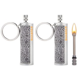 SURVIVE Permanent Match Metal, 2 Pack, Reusable Survival Fire Starter Striker Lighter, Emergency Waterproof Keychain Strike Anywhere Stick Kit
