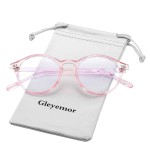 Gleyemor Blue Light Glasses for Men Women, Vintage Round Bluelight Blocking Computer Screen Protection Glasses (Pink)