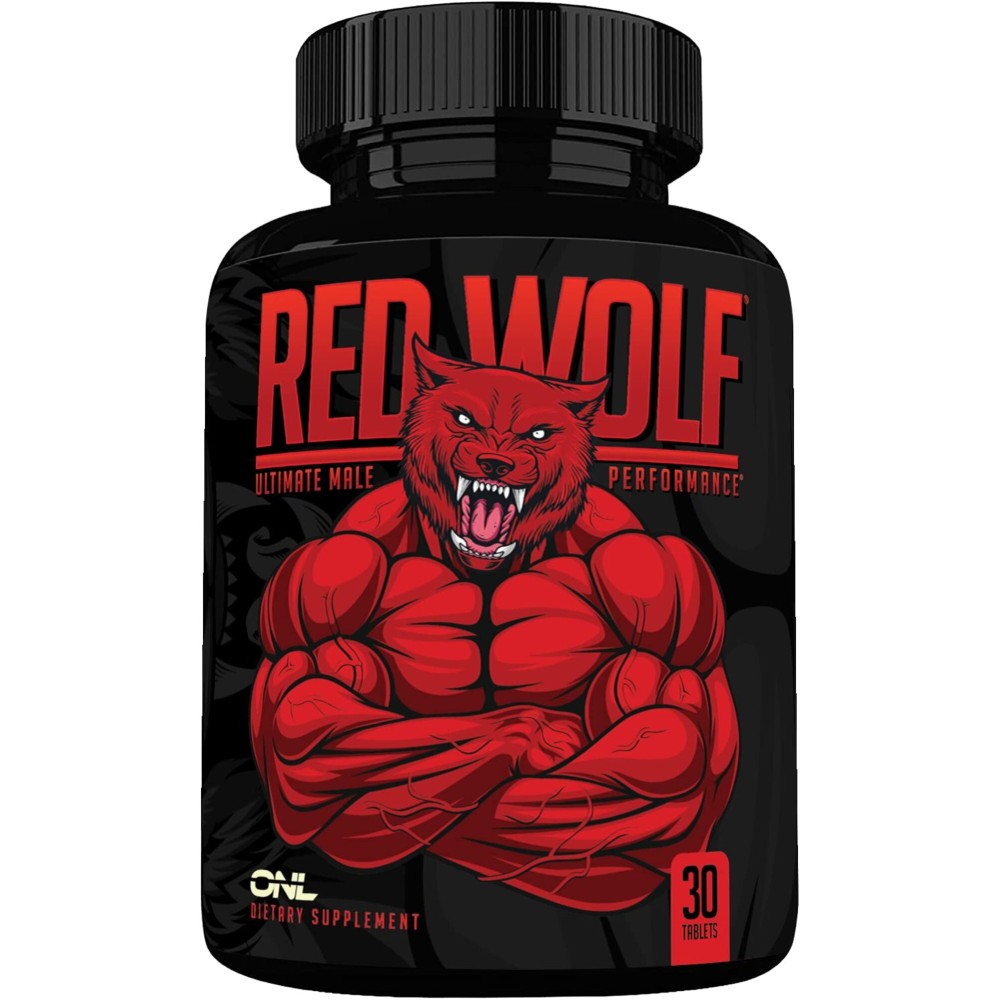 ONL Red Wolf Testosterone Booster for Men - Ultimate Men\'s Supplement for High Potency Endurance, Muscle Growth, Energy & Strength - Male Enhancing Testosterone Supplement w/Tongkat Ali - 30 Ct