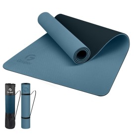 Yoga Mat Non Slip, Eco Friendly Fitness Exercise Mat with Carrying Strap,Pro Yoga Mats for Women,Workout Mats for Home, Pilates and Floor Exercises (Grey Blue/Black, 0.31 * 24 * 72 Inches)