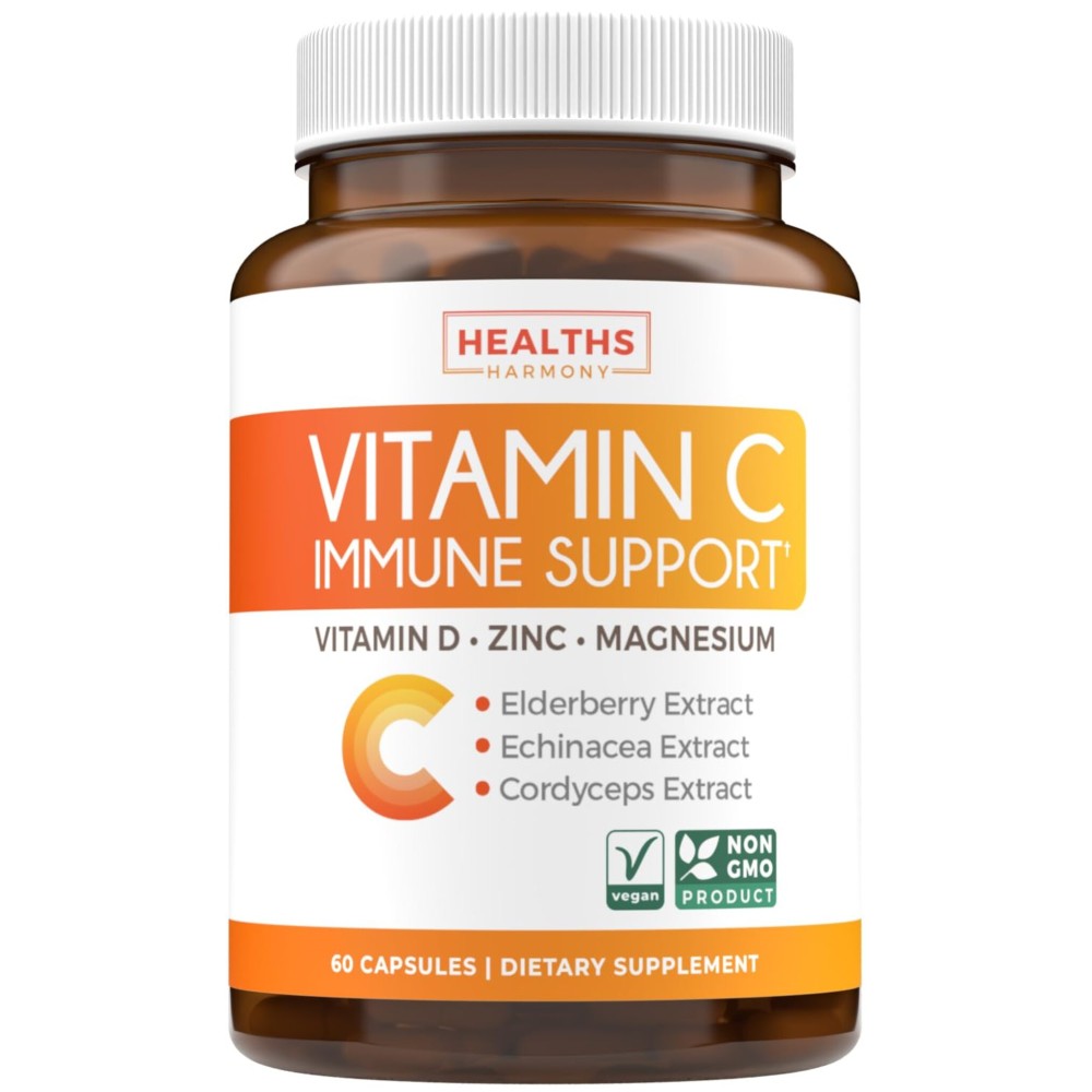 Vitamin C Immune Support Supplement - Immune Boost Blend with Elderberry Vitamin C and Zinc for Daily & Seasonal Support - Magnesium Zinc Vit C & D and Herbal Defense Complex (1 Month Supply)