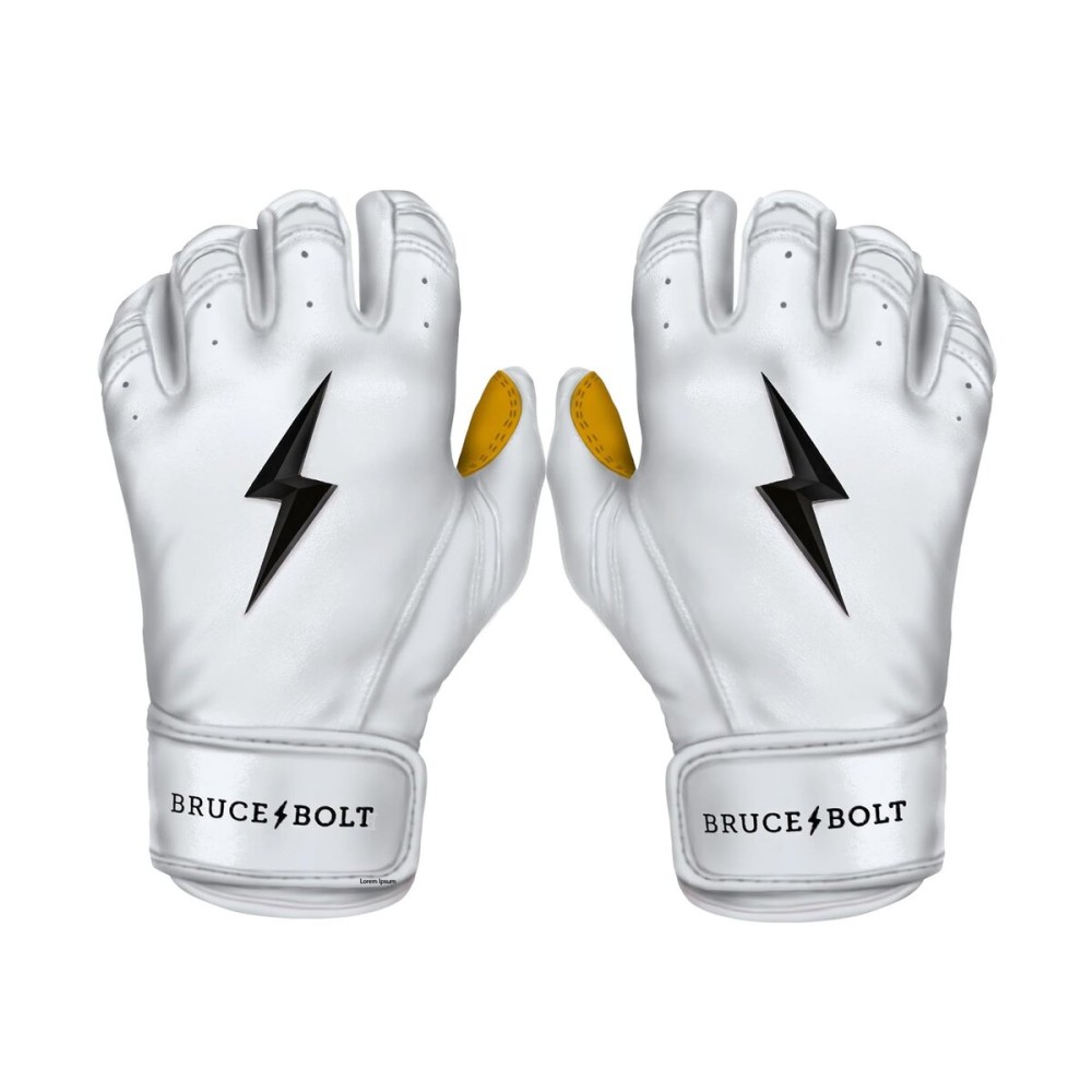 BRUCE BOLT Original Series Short Cuff White Batting Glove - White Medium