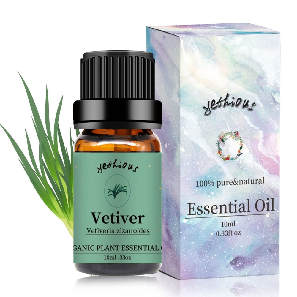 yethious Vetiver Essential Oils for Diffuser & Aromatherapy Pure Vetiver Oil for Skin, Hair Gift Oils - 10ML