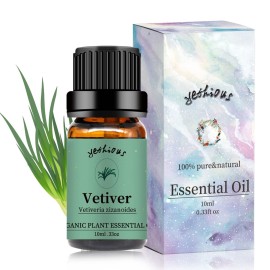 yethious Vetiver Essential Oils for Diffuser & Aromatherapy Pure Vetiver Oil for Skin, Hair Gift Oils - 10ML