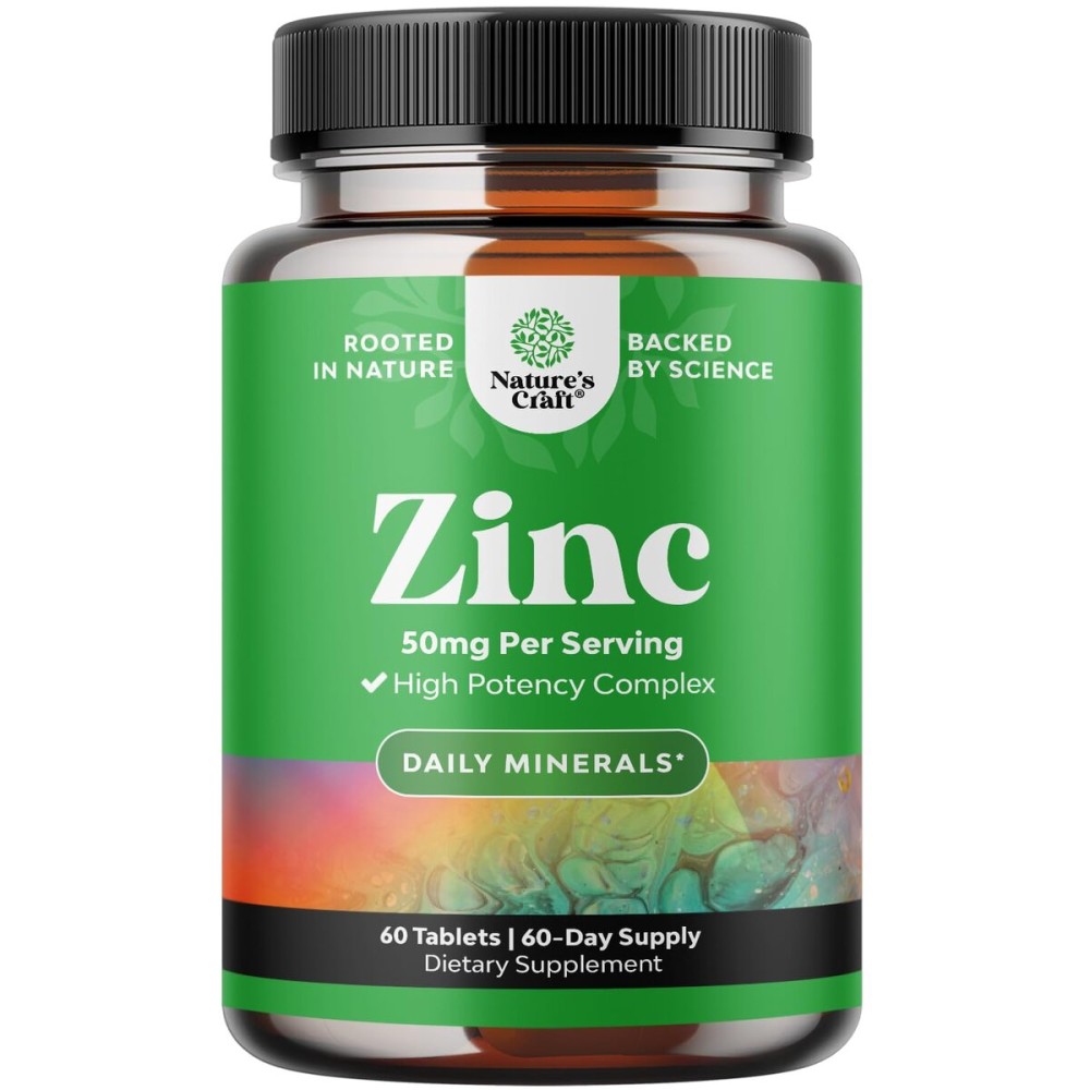 Zinc 50mg Immune Support Supplement - Zinc Complex Supplement for Immune System and to Enhance Hair Skin and Nails Vitamins - Easy to Swallow Potent Daily Tablets for Adults