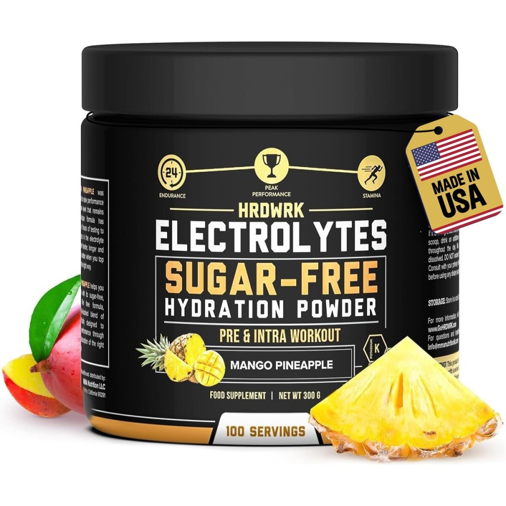 HRDWRK Electrolytes Powder with Magnesium, Potassium - Sugar Free Electrolytes Boost Endurance and Reduce Fatigue with This Electrolytes Supplement - Maximum Hydration - Keto Friendly
