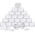 SATINIOR 24 Pieces Empty Clear Plastic Jars with Lids Round Storage Containers Wide-Mouth for Beauty Product Cosmetic Cream Lotion Liquid Butter Craft and Food (White Lid, 4 oz)