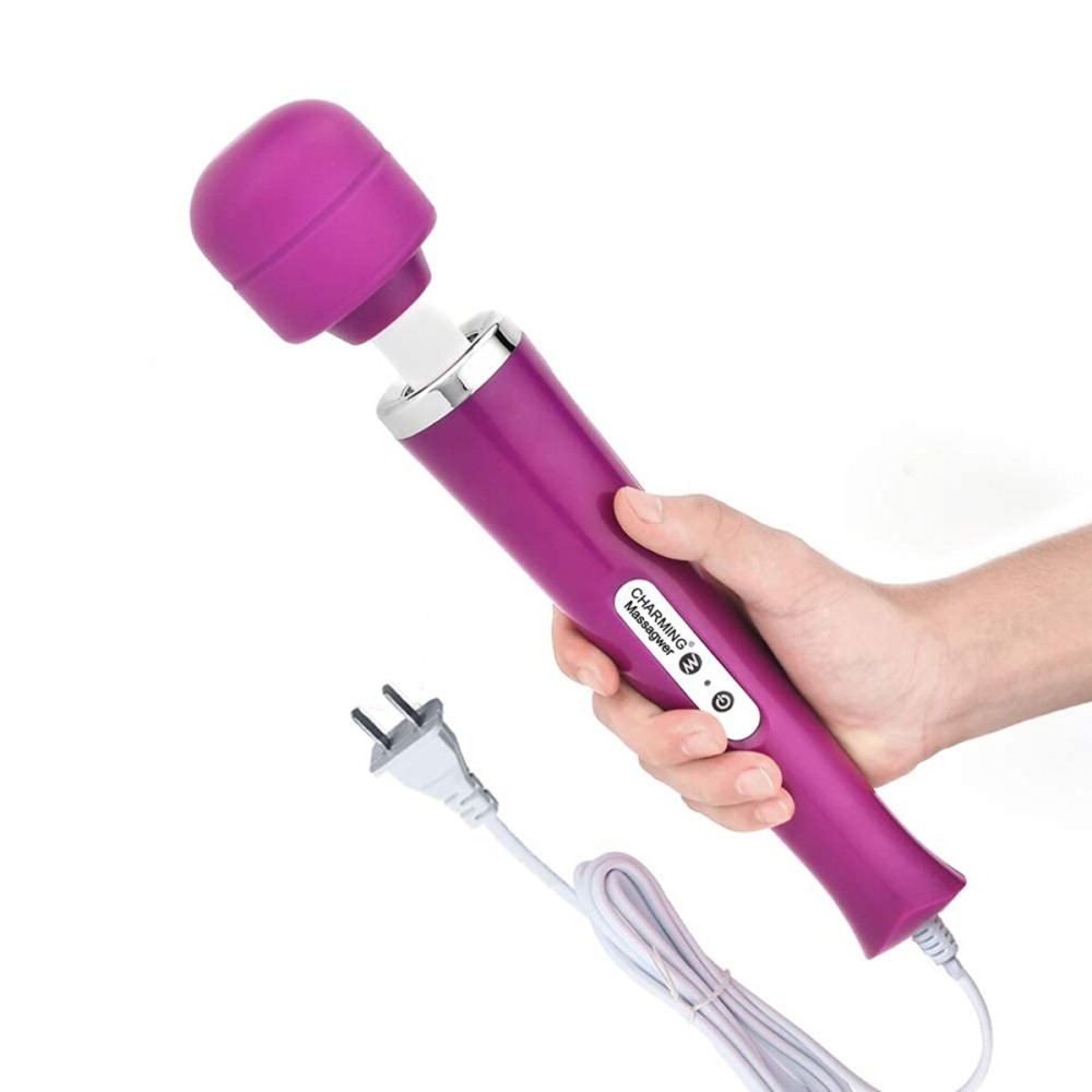 CHARMING 10 Speeds Wired Powerful Handheld Massager with Strong Vibrations, Personal Therapy Massager for Sports Recovery, Muscle Aches, Body Pain (Purple)