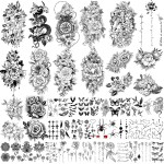 Yazhiji 49 sheets large sexy flowers collection waterproof temporary tattoos lasting fake tattoos for women and girls.