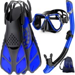 Zenoplige Mask Fins Snorkel Set, Snorkeling Gear for Adults, Panoramic View Snorkel Mask Anti-Fog, Adjustable Dive Flippers, Dry Top Snorkel and Travel Bag, Scuba Gear for Swimming Snorkeling Diving