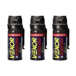 Vexor Pepper Spray w/Belt Clip for self Defense - 3 Pack, Maximum Police Strength, 20-Foot Range, Full Axis (360) Capability, Flip Top Safety for Quick and Accurate Aim, Protection for Women and Men