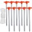 ABCCANOPY 10 Inch Tent Stakes 10 Pcs Non-Rust Metal Ground Anchors, Heavy Duty Spikes with 4 Ropes for Outdoor Camping, Reddish Orange