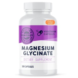VIMERGY Magnesium Glycinate - Stress Support - Chelated to Avoid Tummy Upset*- Promotes Heart Health & Energy*- Kosher, Vegan Gluten-Free - 180 Caps