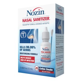 Nozin Nasal Sanitizer Antiseptic 12mL Bottle | Kills 99.99% of Germs | 60+ Applications | Trusted by Hospitals | Made in The USA